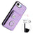 For iPhone 16e Organ Card Bag Ring Holder Phone Case(Purple)