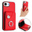 For iPhone 16e Organ Card Bag Ring Holder Phone Case(Red)