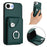 For iPhone 16e Organ Card Bag Ring Holder Phone Case(Green)