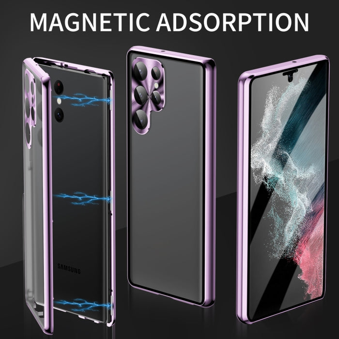 HD Full Cover Magnetic Metal Tempered Glass Phone Case, For Samsung Galaxy S25 Ultra 5G, For Samsung Galaxy S24 Ultra 5G, For Samsung Galaxy S24+ 5G, For Samsung Galaxy S24 5G