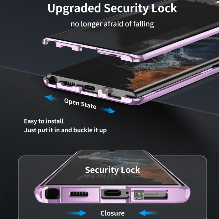 HD Full Cover Magnetic Metal Tempered Glass Phone Case, For Samsung Galaxy S25 Ultra 5G, For Samsung Galaxy S24 Ultra 5G, For Samsung Galaxy S24+ 5G, For Samsung Galaxy S24 5G