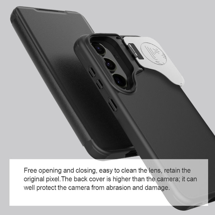 NILLKIN Qin Prop Series Flip Camera Cover Design Leather Phone Case, For Samsung Galaxy S24+ 5G, For Samsung Galaxy S24 5G
