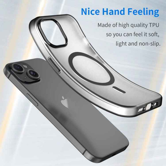 For iPhone 16 MagSafe Frosted Translucent TPU + PC Full Coverage Phone Case(Black)