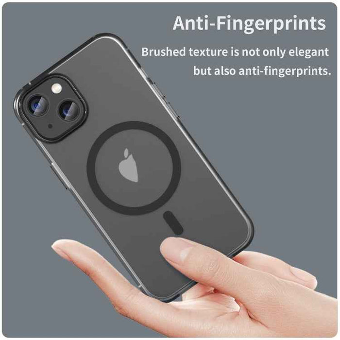 For iPhone 16 MagSafe Frosted Translucent TPU + PC Full Coverage Phone Case(Black)