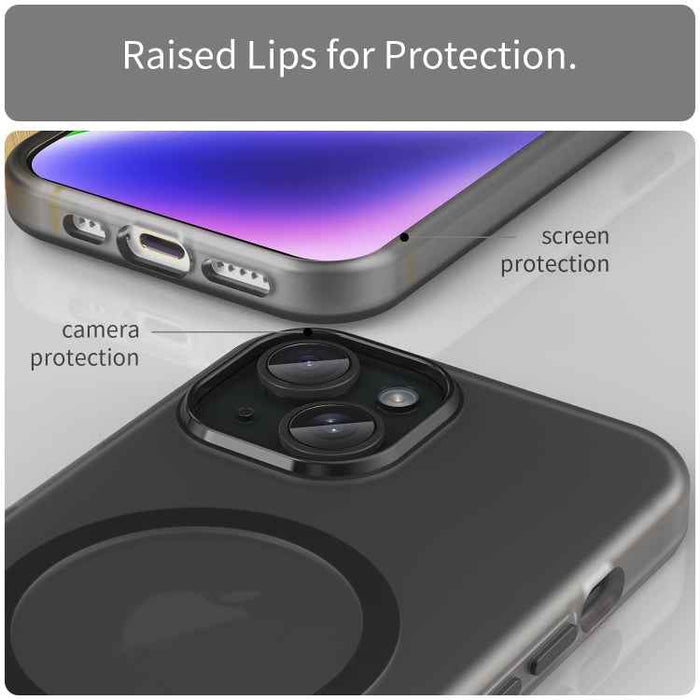 For iPhone 16 MagSafe Frosted Translucent TPU + PC Full Coverage Phone Case(Black)