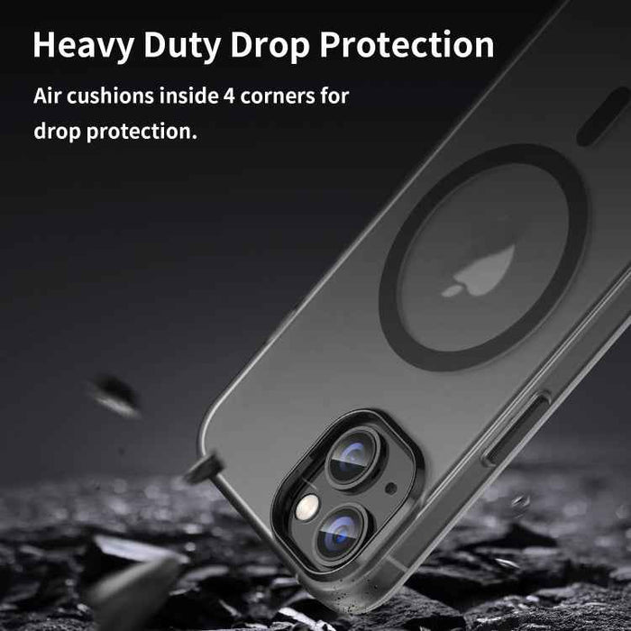 For iPhone 16 MagSafe Frosted Translucent TPU + PC Full Coverage Phone Case(Black)