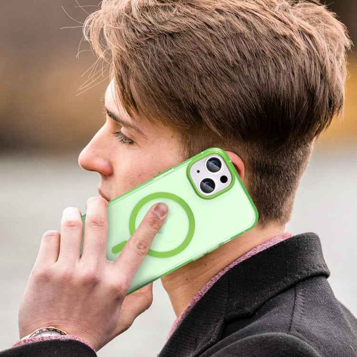 For iPhone 16 MagSafe Frosted Translucent TPU + PC Full Coverage Phone Case(Green)