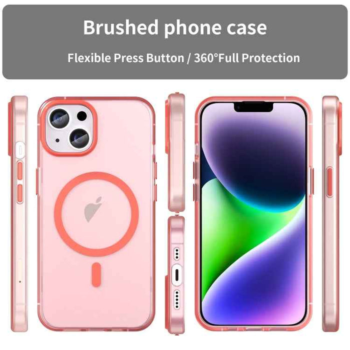 For iPhone 16 MagSafe Frosted Translucent TPU + PC Full Coverage Phone Case(Red)