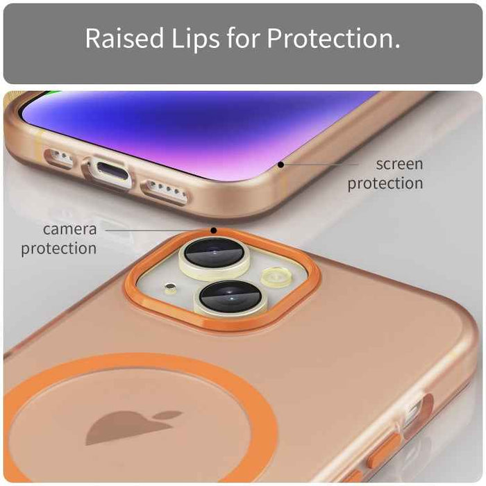 For iPhone 16 MagSafe Frosted Translucent TPU + PC Full Coverage Phone Case(Orange)