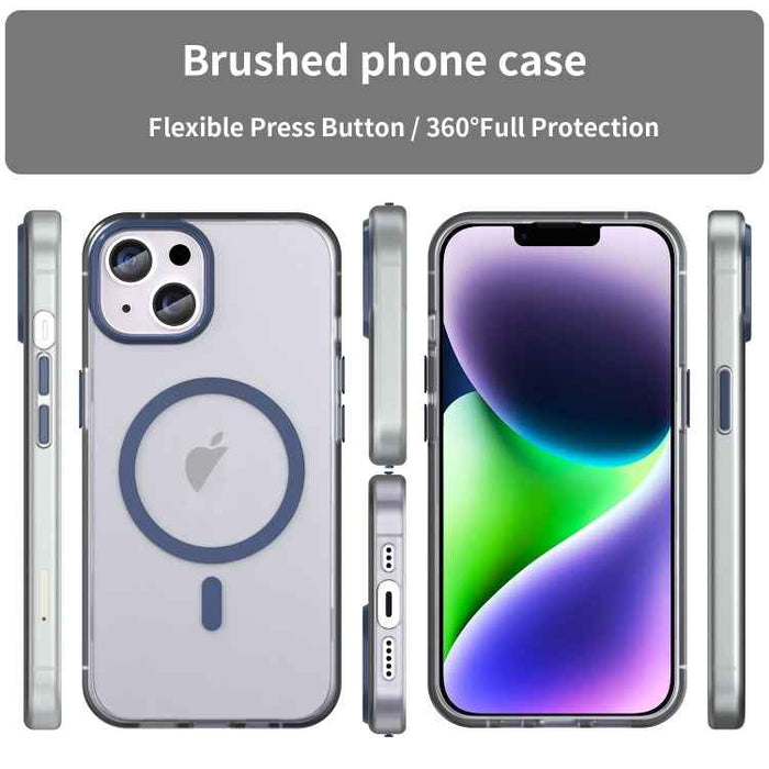 For iPhone 16 Plus MagSafe Frosted Translucent TPU + PC Full Coverage Phone Case(Dark Blue)