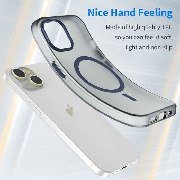 For iPhone 16 Plus MagSafe Frosted Translucent TPU + PC Full Coverage Phone Case(Dark Blue)