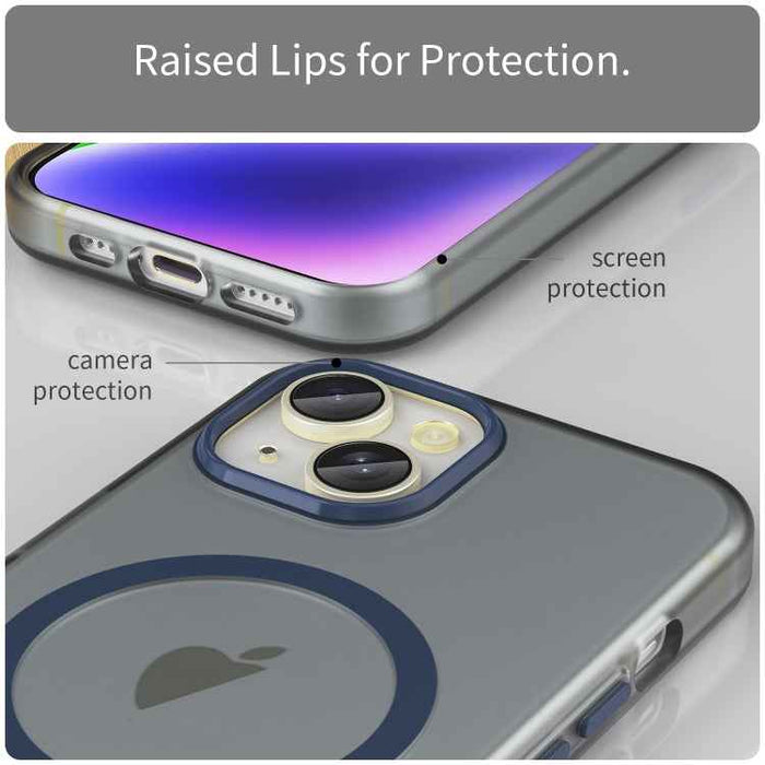 For iPhone 16 Plus MagSafe Frosted Translucent TPU + PC Full Coverage Phone Case(Dark Blue)