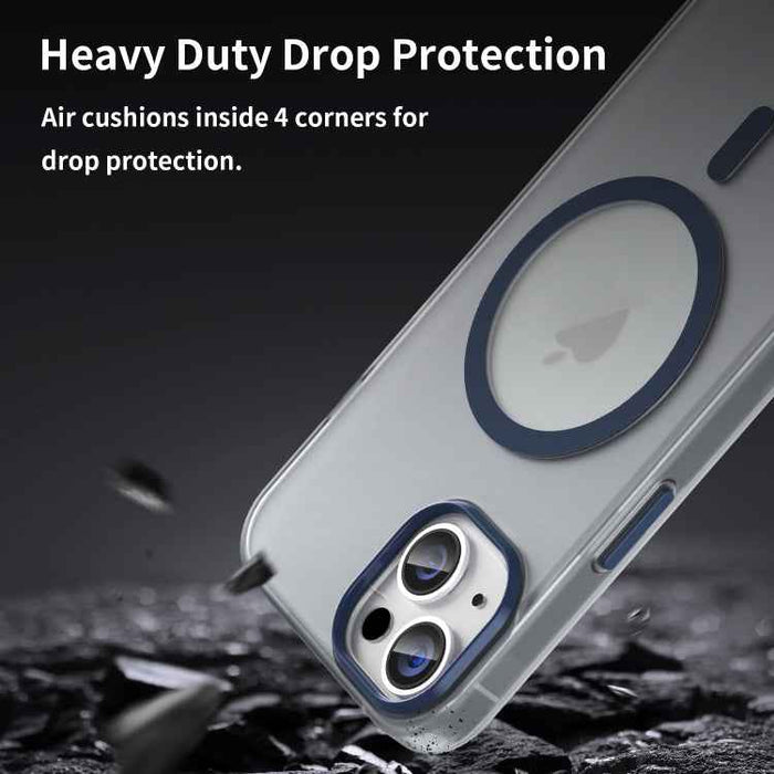For iPhone 16 Plus MagSafe Frosted Translucent TPU + PC Full Coverage Phone Case(Dark Blue)