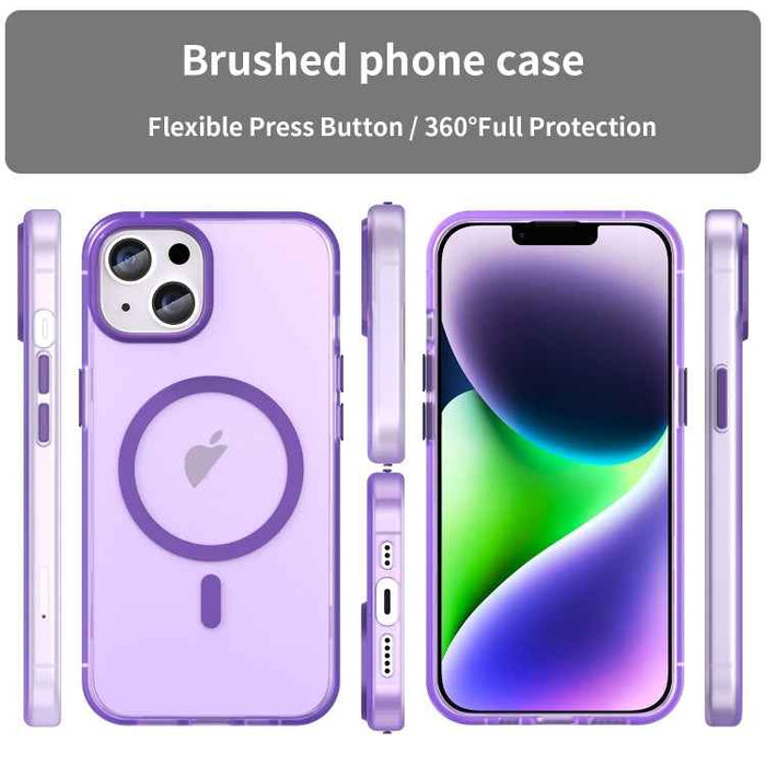 For iPhone 16 Plus MagSafe Frosted Translucent TPU + PC Full Coverage Phone Case(Dark Purple)