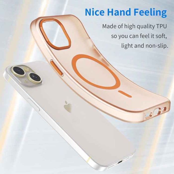 For iPhone 16 Plus MagSafe Frosted Translucent TPU + PC Full Coverage Phone Case(Orange)