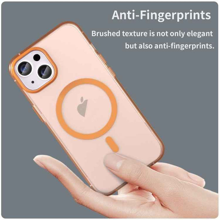 For iPhone 16 Plus MagSafe Frosted Translucent TPU + PC Full Coverage Phone Case(Orange)