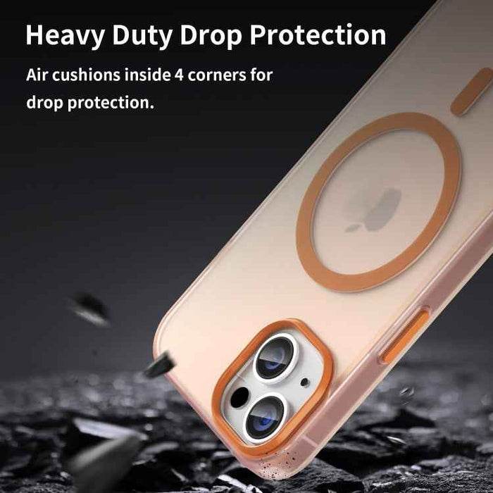 For iPhone 16 Plus MagSafe Frosted Translucent TPU + PC Full Coverage Phone Case(Orange)
