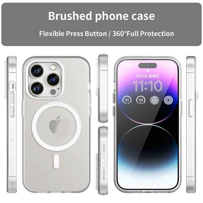 For iPhone 16 Pro MagSafe Frosted Translucent TPU + PC Full Coverage Phone Case(White)