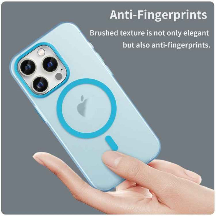 For iPhone 16 Pro MagSafe Frosted Translucent TPU + PC Full Coverage Phone Case(Blue)