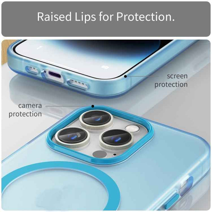 For iPhone 16 Pro MagSafe Frosted Translucent TPU + PC Full Coverage Phone Case(Blue)