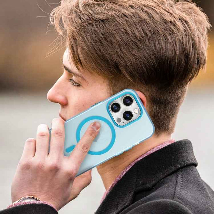 For iPhone 16 Pro MagSafe Frosted Translucent TPU + PC Full Coverage Phone Case(Blue)