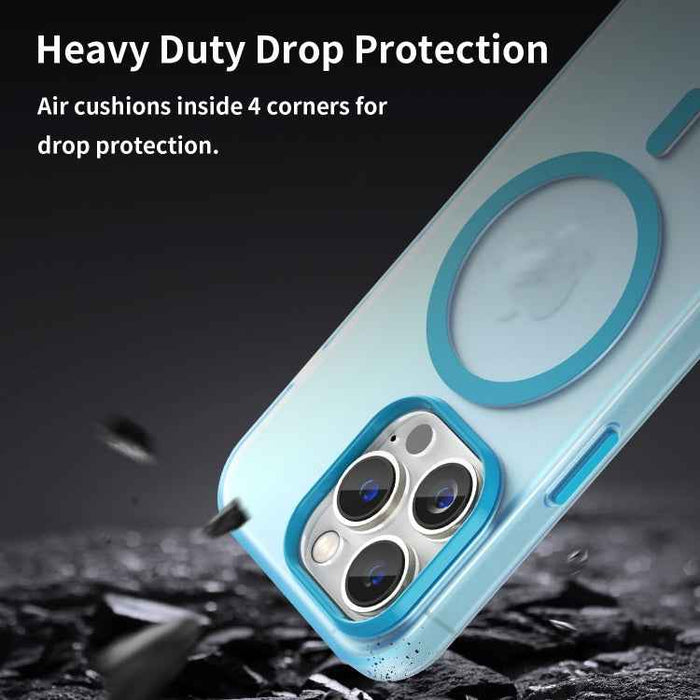 For iPhone 16 Pro MagSafe Frosted Translucent TPU + PC Full Coverage Phone Case(Blue)