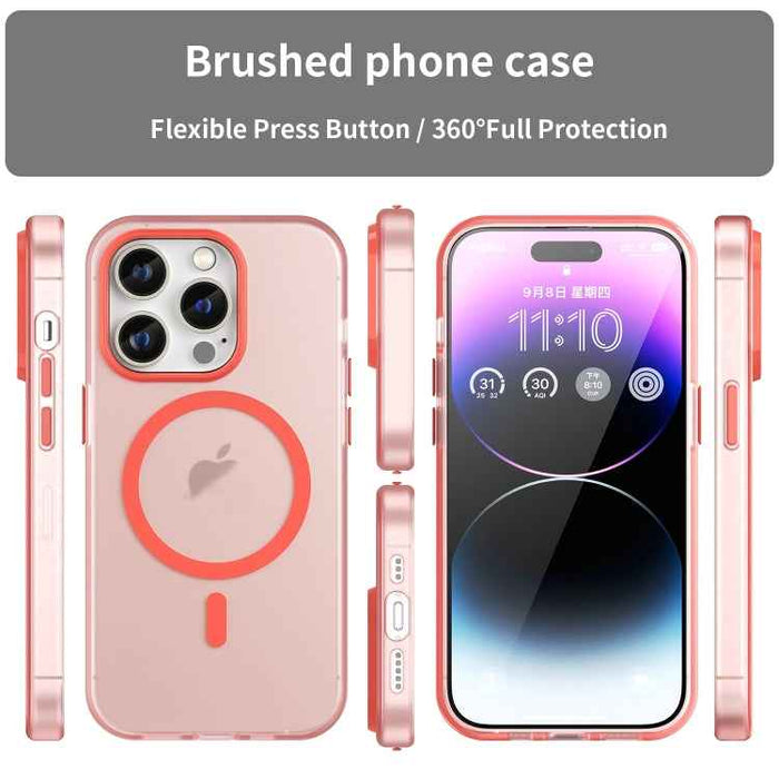 For iPhone 16 Pro MagSafe Frosted Translucent TPU + PC Full Coverage Phone Case(Red)