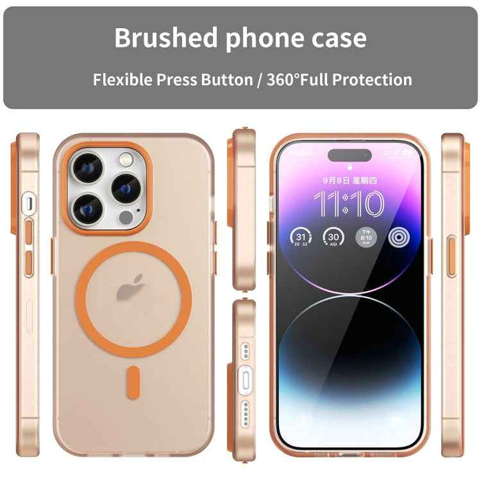 For iPhone 16 Pro MagSafe Frosted Translucent TPU + PC Full Coverage Phone Case(Orange)