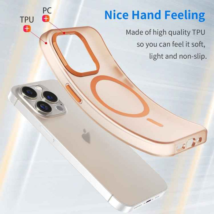 For iPhone 16 Pro MagSafe Frosted Translucent TPU + PC Full Coverage Phone Case(Orange)