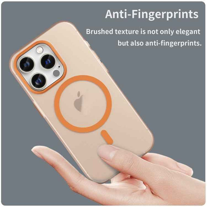 For iPhone 16 Pro MagSafe Frosted Translucent TPU + PC Full Coverage Phone Case(Orange)