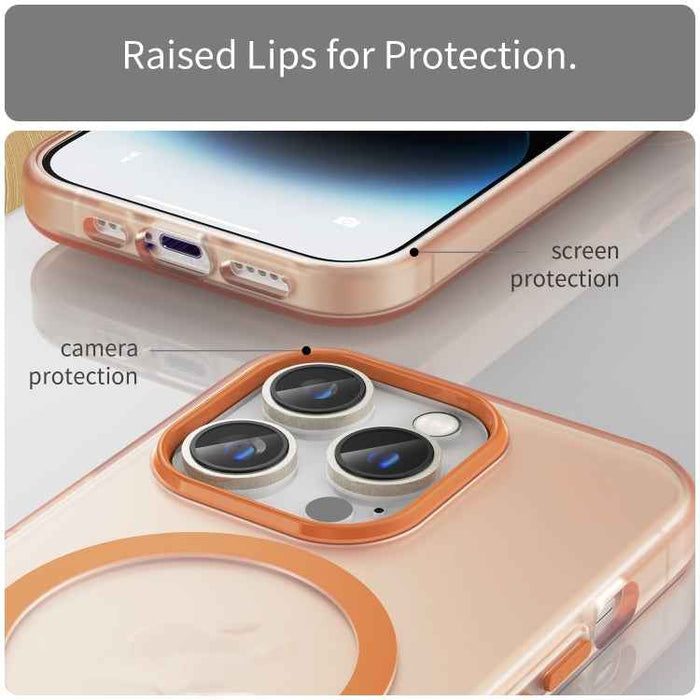 For iPhone 16 Pro MagSafe Frosted Translucent TPU + PC Full Coverage Phone Case(Orange)