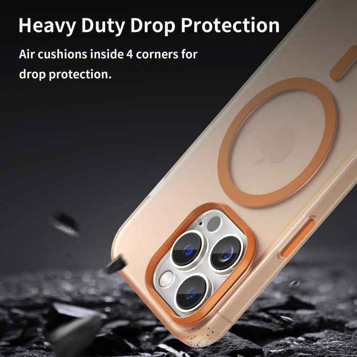 For iPhone 16 Pro MagSafe Frosted Translucent TPU + PC Full Coverage Phone Case(Orange)