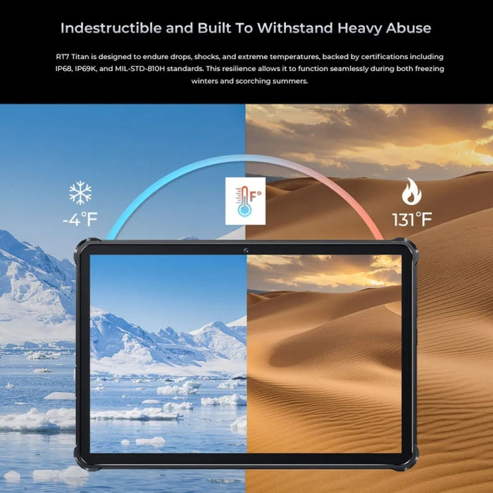 OUKITEL RT7 TITAN 5G Network IP68/IP69K Rugged Tablet, 10.1 inch Android 15 MediaTek Dimensity 7050 Octa Core Support Dual SIM, EU Plug, RT7 5G 12GB+512GB