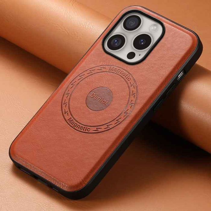 For iPhone 16 Pro Denior Cowhide Texture Leather MagSafe Phone Case(Brown)