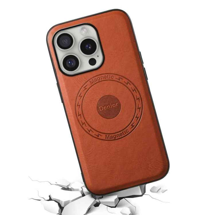 For iPhone 16 Pro Denior Cowhide Texture Leather MagSafe Phone Case(Brown)