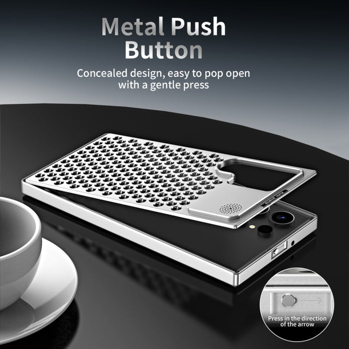 R-JUST RJ58 Aromatherapy Metal Cooling Phone Case, For Samsung Galaxy S24+ 5G, For Samsung Galaxy S24 5G, For Samsung Galaxy S23 Ultra 5G