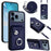 For iPhone 17 Pro Max Organ Card Bag Ring Holder Phone Case with Long Lanyard(Blue)