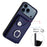 For iPhone 17 Pro Max Organ Card Bag Ring Holder Phone Case with Long Lanyard(Blue)
