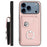 For iPhone 17 Pro Max Organ Card Bag Ring Holder Phone Case with Long Lanyard(Pink)