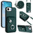 For iPhone 16e Organ Card Bag Ring Holder Phone Case with Long Lanyard(Green)