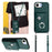 For iPhone 16e Organ Card Bag Ring Holder Phone Case with Long Lanyard(Green)