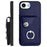 For iPhone 16e Organ Card Bag Ring Holder Phone Case with Long Lanyard(Blue)