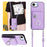 For iPhone 16e Organ Card Bag Ring Holder Phone Case with Long Lanyard(Purple)