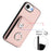 For iPhone 16e Organ Card Bag Ring Holder Phone Case with Long Lanyard(Pink)