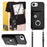 For iPhone 16e Organ Card Bag Ring Holder Phone Case with Long Lanyard(Black)