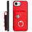 For iPhone 16e Organ Card Bag Ring Holder Phone Case with Long Lanyard(Red)