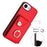For iPhone 16e Organ Card Bag Ring Holder Phone Case with Long Lanyard(Red)