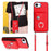 For iPhone 16e Organ Card Bag Ring Holder Phone Case with Long Lanyard(Red)