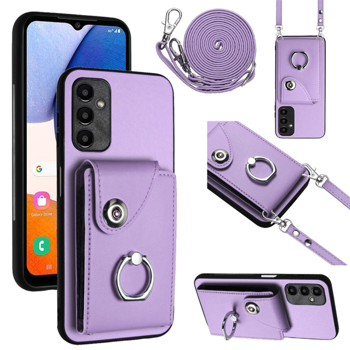 Organ Card Bag Ring Holder Phone Case with Long Lanyard, For Samsung Galaxy A25 5G, For Samsung Galaxy S23 FE 5G, For Samsung Galaxy A24 4G, For Samsung Galaxy A04e/M04/F04 4G, For Samsung Galaxy A34 5G, For Samsung Galaxy A54 5G�����������������������...
