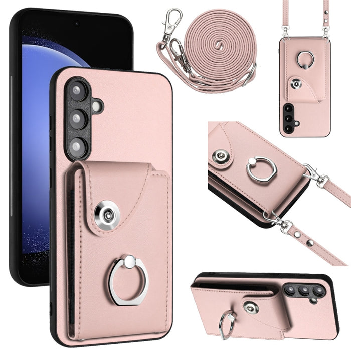 Organ Card Bag Ring Holder Phone Case with Long Lanyard, For Samsung Galaxy A25 5G, For Samsung Galaxy S23 FE 5G, For Samsung Galaxy A24 4G, For Samsung Galaxy A04e/M04/F04 4G, For Samsung Galaxy A34 5G, For Samsung Galaxy A54 5G�����������������������...